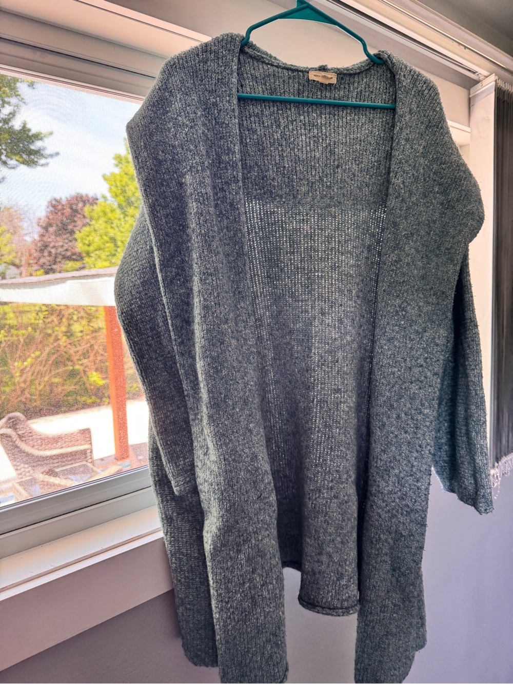 Silence + Noise Gray Hooded Open Knit Cardigan M/L
